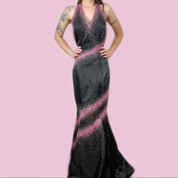 Riva Designs Dresses | 90s Vintage Backless Gown | Color: Black/Pink | Size: L | Kimberlynrenee_'s Closet